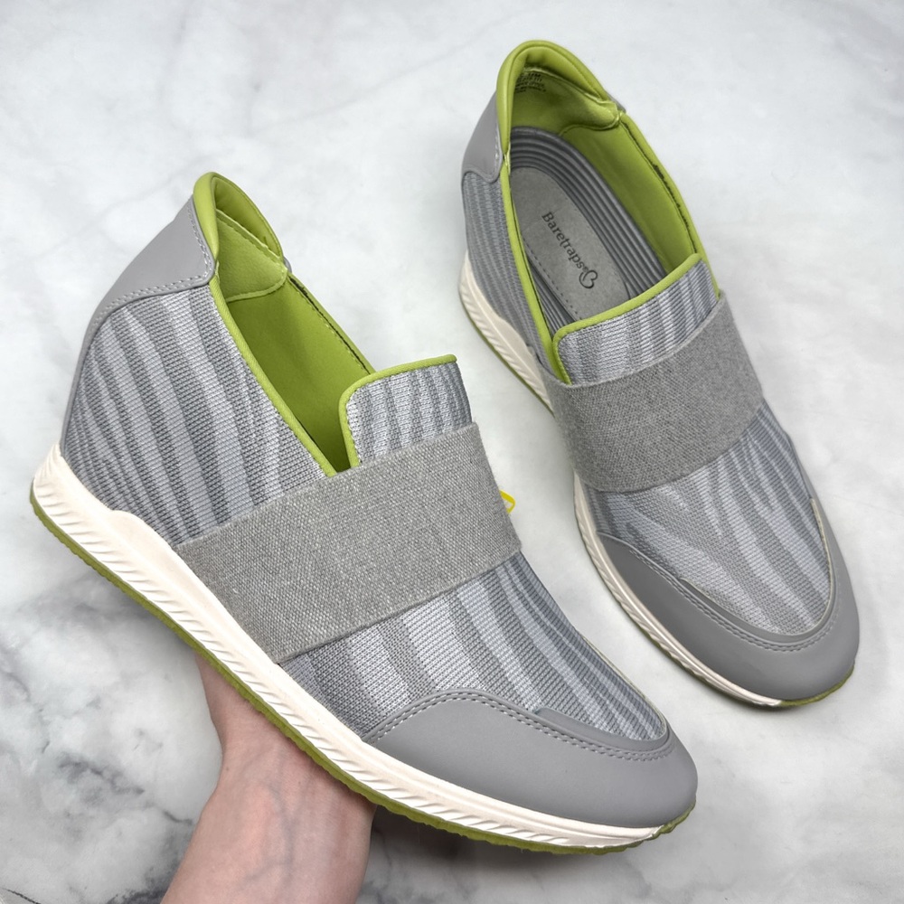 Gray and Green Women's Slip-On Shoes